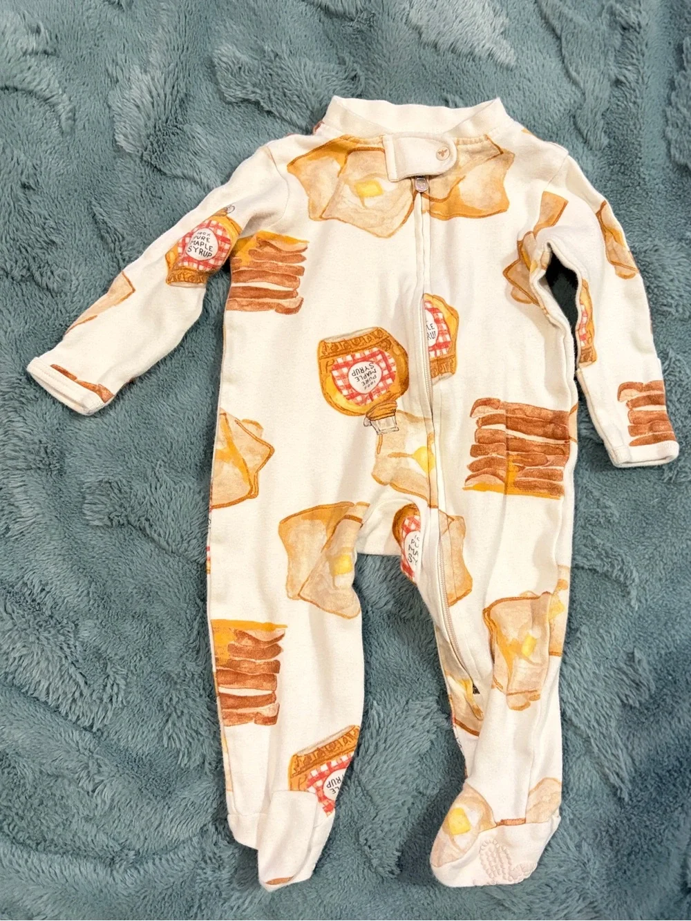Burt's Bees Baby Cream Toast & Maple Syrup Print Footed One-Piece